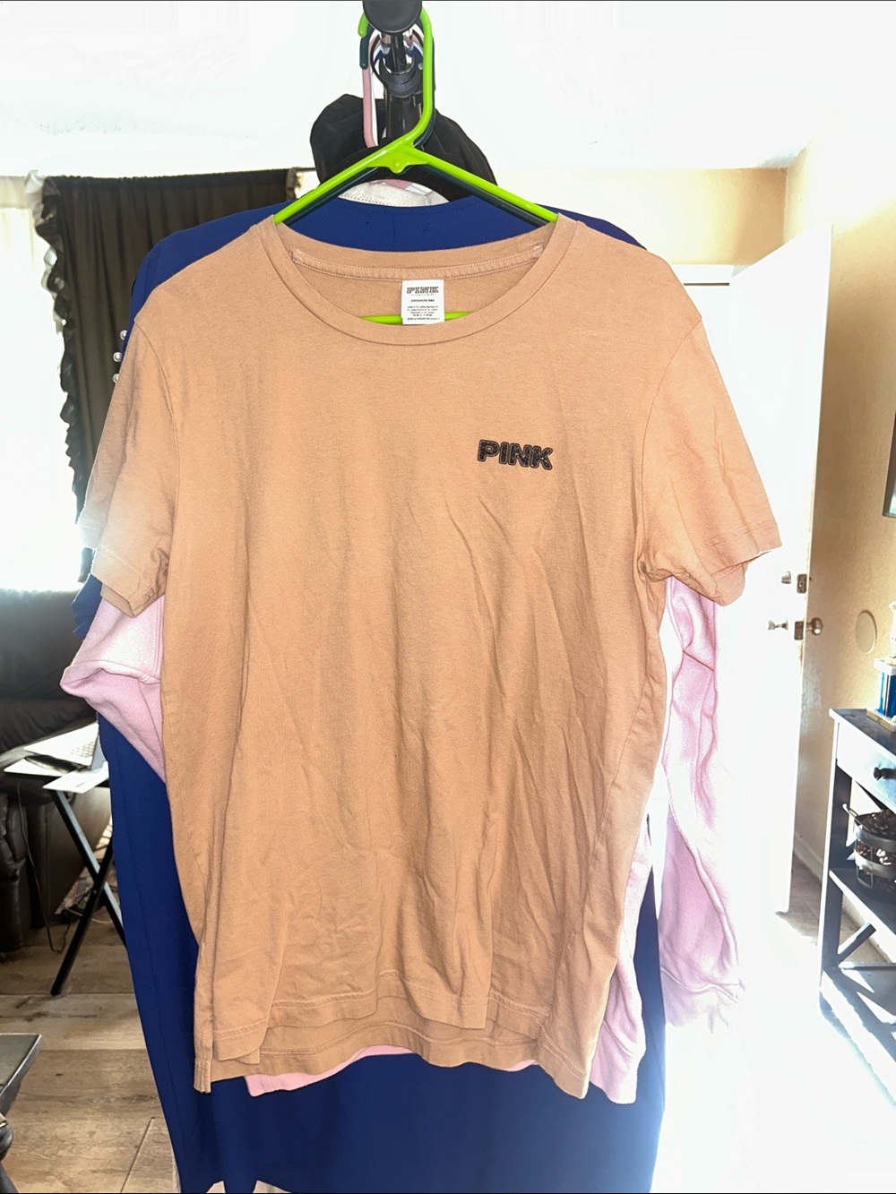 PINK Victoria's Secret Tan Crewneck Tee